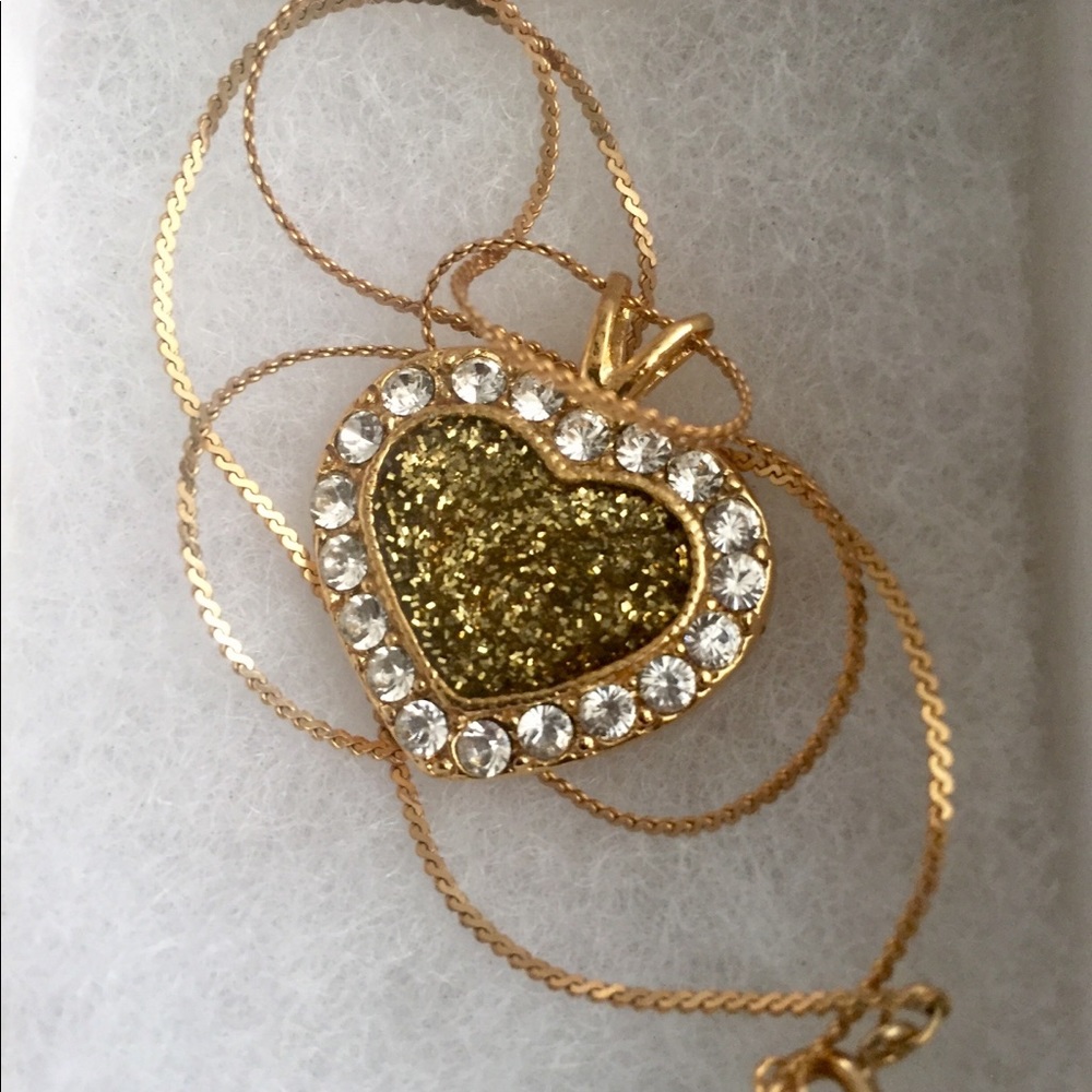 Heart 14K gold filled pendant with cubic zirconia.